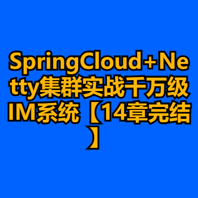 SpringCloud+Netty集群实战千万级IM系统【14章完结】