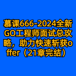 慕课666-2024全新GO工程师面试总攻略，助力快速斩获offer（21章完结）-cc资源站