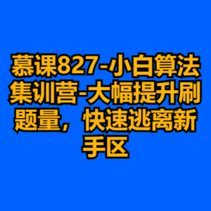 慕课827-小白算法集训营-大幅提升刷题量，快速逃离新手区-cc资源站