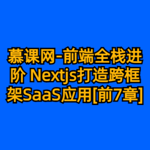 慕课网-前端全栈进阶 Nextjs打造跨框架SaaS应用[前7章]-cc资源站