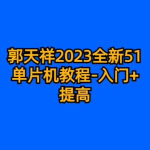 郭天祥2023全新51单片机教程-入门+提高-cc资源站