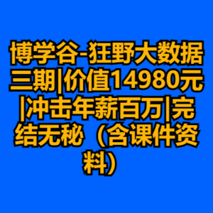 博学谷-狂野大数据三期|价值14980元|冲击年薪百万|完结无秘（含课件资料）-cc资源站