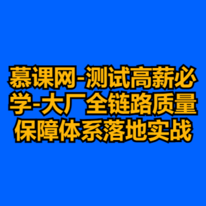 慕课网-测试高薪必学-大厂全链路质量保障体系落地实战-cc资源站