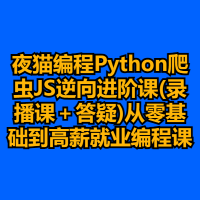 夜猫编程Python爬虫JS逆向进阶课(录播课＋答疑)从零基础到高薪就业编程课