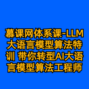慕课网体系课-LLM大语言模型算法特训 带你转型AI大语言模型算法工程师-cc资源站