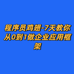 程序员鸡翅-7天教你从0到1做企业应用框架-cc资源站