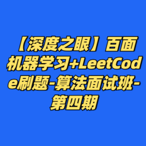 【深度之眼】百面机器学习+LeetCode刷题-算法面试班-第四期-cc资源站