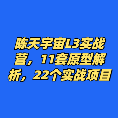 陈天宇宙L3实战营，11套原型解析，22个实战项目