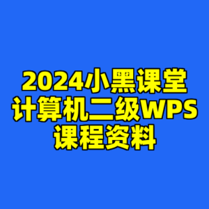 2024小黑课堂计算机二级WPS课程资料-cc资源站