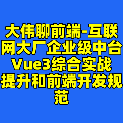 大伟聊前端-互联网大厂企业级中台Vue3综合实战提升和前端开发规范