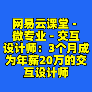网易云课堂 - 微专业 - 交互设计师：3个月成为年薪20万的交互设计师-cc资源站