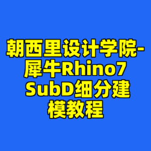 朝西里设计学院-犀牛Rhino7 SubD细分建模教程-cc资源站