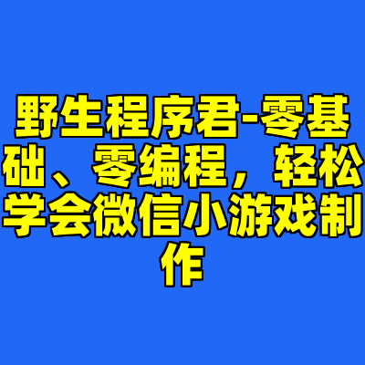 野生程序君-零基础、零编程，轻松学会微信小游戏制作