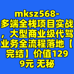 mksz568-多端全栈项目实战，大型商业级代驾业务全流程落地【完结】价值1299元 无秘-cc资源站