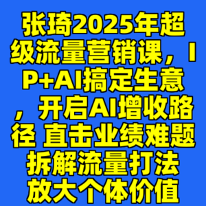 张琦2025年超级流量营销课,IP+AI搞定生意,开启AI增收路径 直击业绩难题 拆解流量打法 放大个体价值-cc资源站