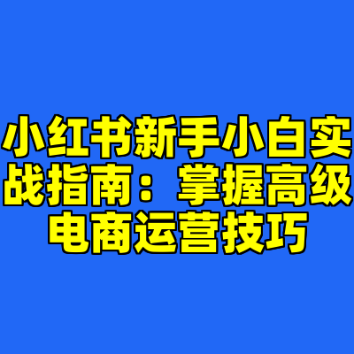 小红书新手小白实战指南：掌握高级电商运营技巧