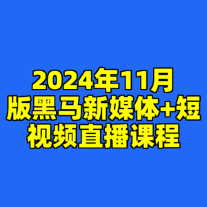 2024年11月版黑马新媒体+短视频直播课程-cc资源站