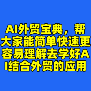 AI外贸宝典,帮大家能简单快速更容易理解去学好AI结合外贸的应用-cc资源站