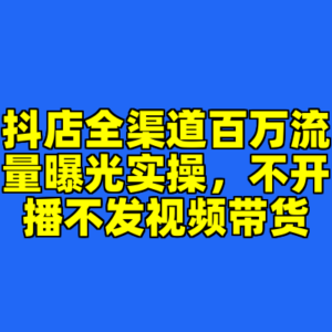 抖店全渠道百万流量曝光实操，不开播不发视频带货-cc资源站