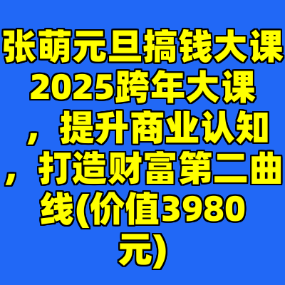 张萌元旦搞钱大课2025跨年大课 ，提升商业认知，打造财富第二曲线(价值3980元)