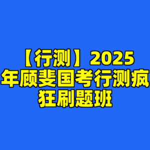 【行测】2025年顾斐国考行测疯狂刷题班-cc资源站