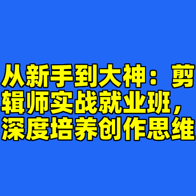 从新手到大神：剪辑师实战就业班，深度培养创作思维