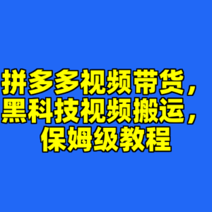 拼多多视频带货，黑科技视频搬运，保姆级教程-cc资源站