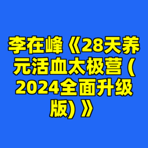 李在峰《28天养元活血太极营 (2024全面升级版) 》-cc资源站