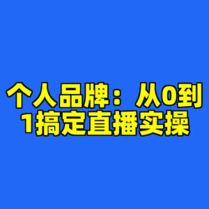 个人品牌：从0到1搞定直播实操-cc资源站