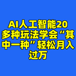 AI人工智能20多种玩法学会“其中一种”轻松月入过万-cc资源站