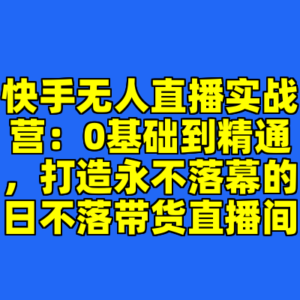 快手无人直播实战营：0基础到精通，打造永不落幕的日不落带货直播间-cc资源站