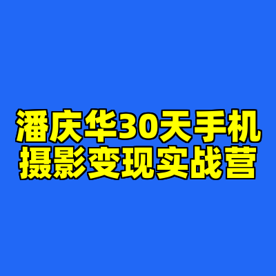 潘庆华30天手机摄影变现实战营