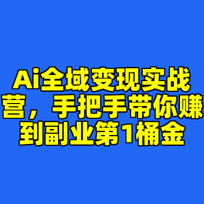 Ai全域变现实战营，手把手带你赚到副业第1桶金