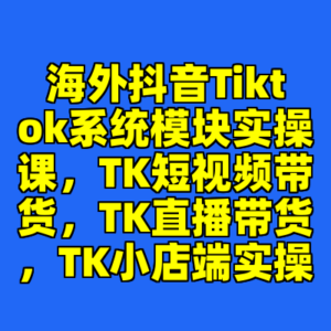 海外抖音Tiktok系统模块实操课，TK短视频带货，TK直播带货，TK小店端实操-cc资源站