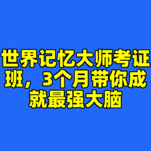 世界记忆大师考证班，3个月带你成就最强大脑-cc资源站