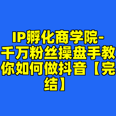 IP孵化商学院-千万粉丝操盘手教你如何做抖音【完结】