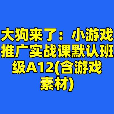 大狗来了：小游戏推广实战课默认班级A12(含游戏素材)