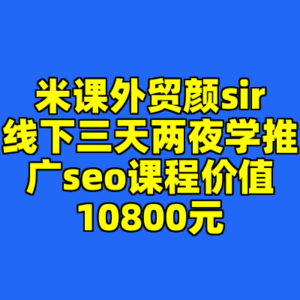 米课外贸颜sir线下三天两夜学推广seo课程价值10800元-cc资源站