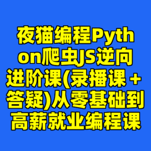 夜猫编程Python爬虫JS逆向进阶课(录播课＋答疑)从零基础到高薪就业编程课-cc资源站