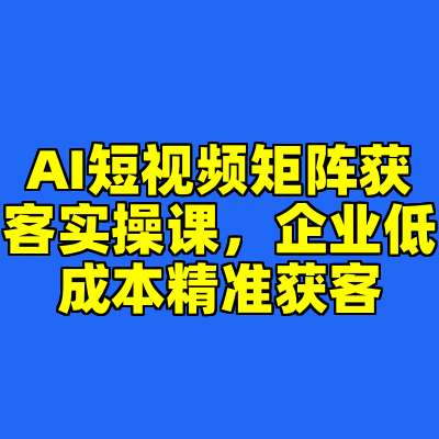 AI短视频矩阵获客实操课，企业低成本精准获客