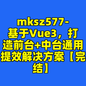 mksz577-基于Vue3，打造前台+中台通用提效解决方案【完结】-cc资源站