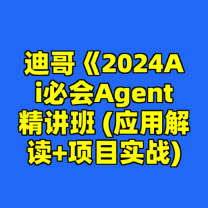 迪哥《2024Ai必会Agent精讲班 (应用解读+项目实战)-cc资源站