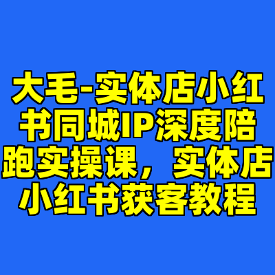 大毛-实体店小红书同城IP深度陪跑实操课，实体店小红书获客教程