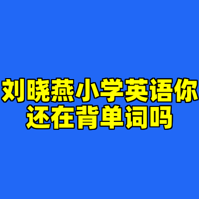 刘晓燕小学英语你还在背单词吗