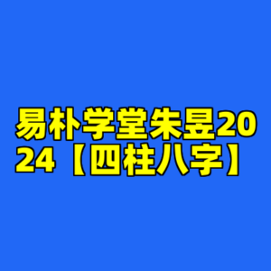 易朴学堂朱昱2024【四柱八字】-cc资源站