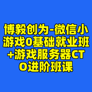 博毅创为-微信小游戏0基础就业班+游戏服务器CTO进阶班课-cc资源站
