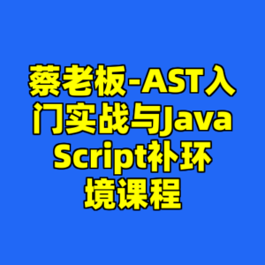蔡老板-AST入门实战与JavaScript补环境课程-cc资源站