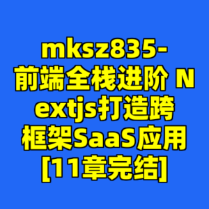 mksz835-前端全栈进阶 Nextjs打造跨框架SaaS应用[11章完结]-cc资源站