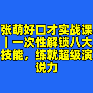 张萌好口才实战课｜一次性解锁八大技能，练就超级演说力-cc资源站