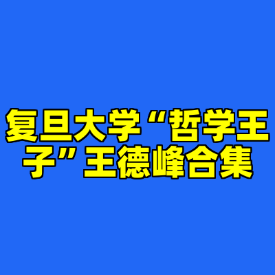 复旦大学“哲学王子”王德峰合集